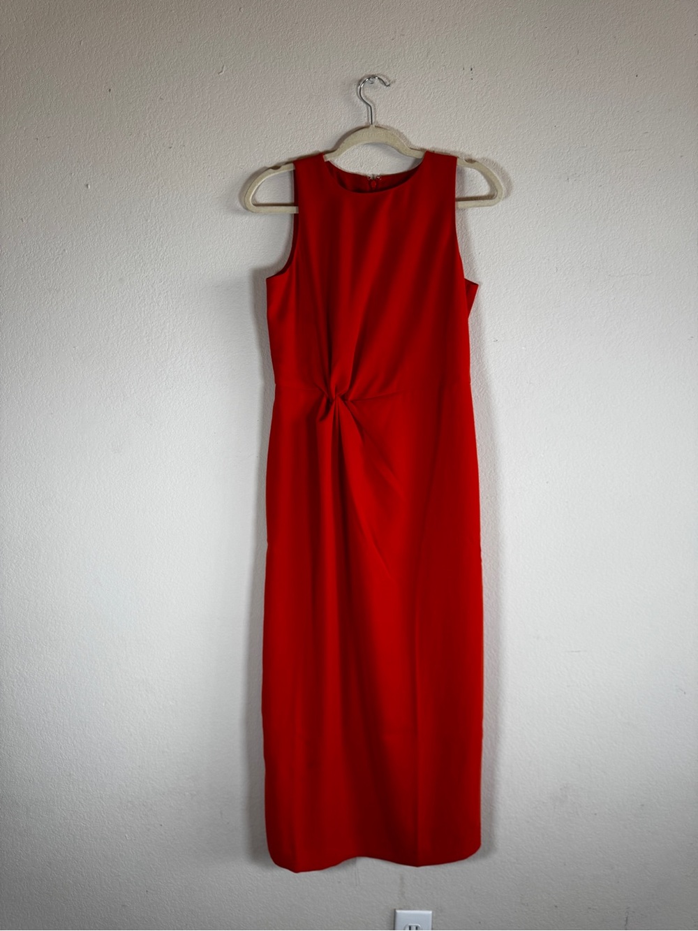 Ann Taylor Red Knot-Detail Sleeveless Midi Dress